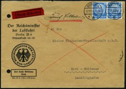 Dt. Reich 489 Paar BRIEF, 1933, 20 Pf. Hindenburg, Wz. 2, 2x Als Seltene Mehrfachfrankatur Auf Eilbrief Des Reichsminist - Usati