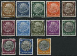 Dt. Reich 482-95 *, 1933, Hindenburg, Wz. 2, Ohne 12 Pf., Falzreste, 13 Prachtwerte - Oblitérés