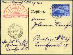 Dt. Reich 457 BRIEF, 1931, 2 RM Polarfahrt Auf Polarfahrtkarte, Pracht - Oblitérés