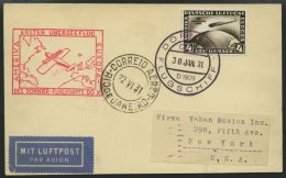 Dt. Reich 439X BRIEF, 1930, 4 RM Südamerikafahrt, Wz. Stehend, Auf DOX-Karte, Pracht - Oblitérés