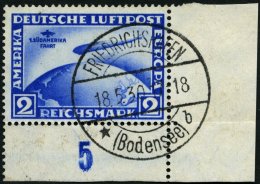 Dt. Reich 438X O, 1930, 2 RM Südamerikafahrt, Wz. Stehend, Untere Rechte Bogenecke (leicht Vorgefaltet), Feinst, Mi - Oblitérés