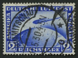 Dt. Reich 438X O, 1930, 2 RM Südamerikafahrt, Wz. Stehend, Pracht, Mi. 500.- - Usati