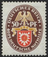 Dt. Reich 434I *, 1929, 50 Pf. Nothilfe Mit Abart PE Statt PF, Falzreste, Pracht, Signiert, Mi. 200.- - Usati