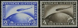 Dt. Reich 423/4 **, 1928, Graf Zeppelin, Prachtsatz, Mi. 420.- - Usati