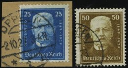 Dt. Reich 405BrfStk,406 O, 1927, 25 Und 50 Pf. Geburtstag, 2 Prachtwerte, Mi. 60.- - Oblitérés