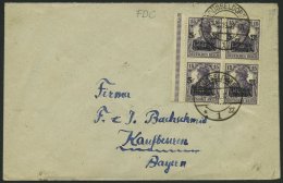 Dt. Reich 106a VB BRIEF, 1919, 15 Pf. Dunkelviolett Kriegsgeschädigte Im Randviererblock Mit Ersttagsstempel Auf Br - Used Stamps