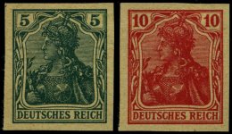 Dt. Reich 85/6IIV (*), 1915, 5 Und 10 Pf. Ungezähnt, Versuchsdrucke Auf Gelblichem Papier, Pracht, Fotobefund J&aum - Oblitérés