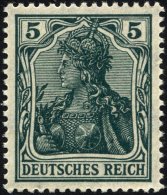 Dt. Reich 85IIe **, 1918, 5 Pf. Schwarzopalgrün Kriegsdruck, Pracht, Gepr. Jäschke-L., Mi. 400.- - Usados