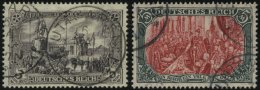 Dt. Reich 96/7AIb O, 1906/12, 3 M. Schwarzbraunviolett Und 5 M. Karmin Quarzend Friedensdruck, 2 Prachtwerte, Gepr. J&au - Used Stamps