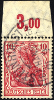 Dt. Reich 86IaPOR O, 1905, 10 Pf. Karminrot Friedensdruck, Plattendruck, Oberrandstück, Normale Zähnung, Prach - Usati