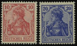 Dt. Reich 86Ia,87Ia **, 1905, 10 Pf. Karminrot Und 20 Pf. Ultramarin, Friedensdruck, Pracht, Gepr. Dr. Hochstädter/ - Usados