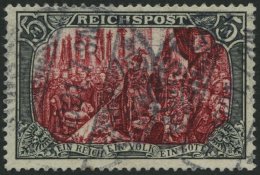 Dt. Reich 66IV O, 1900, 5 M. Reichspost, Type I, Nachmalung Nur Mit Deckweiß, Feinst (Bugspuren Und Ein Heller Zah - Usados