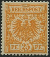 Dt. Reich 49b **, 1891, 25 Pf. Gelblichorange, Postfrisch, Pracht, Gepr. Zenker, Mi. 170.- - Oblitérés