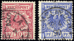 Dt. Reich 47/8ax O, 1889, 10 Pf. Karminrosa Und 20 Pf. Mittelultramarin, Dünnes Papier, 2 Prachtwerte, Gepr. Wiegan - Usati