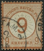 Dt. Reich 30 O, 1874, 9 Auf 9 Kr. Braunorange, Winzige Eckknitter, Normale Zähnung Sonst Pracht, Gepr. Brugger, Mi. - Usados