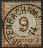 Dt. Reich 30 O, 1874, 9 Auf 9 Kr. Braunorange, K1 OFFENBACH, Normale Zähnung, Pracht, Mi. 600.- - Usati