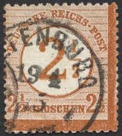 Dt. Reich 29Ib O, 1874, 21/2 Auf 21/2 Gr. Braunorange Mit Plattenfehler 1 Gering Verschoben (Feld 141), Pracht, Fotoatte - Used Stamps