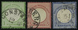 Dt. Reich 23,25/6 O, 1872, 1, 3 Und 7 Kr. Große Brustschilde, 2 Prachtwerte, Mi. 144.- - Usados