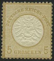 Dt. Reich 22 **, 1872, 5 Gr. Schwärzlichocker, Postfrisch, üblich Gezähnt Pracht, Mi. 180.- - Oblitérés