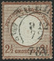 Dt. Reich 21b O, 1872, 21/2 Gr. Lilabraun, Hufeisenstempel COELN, Leichte Waagerechte Bugspur (im Attest Nicht Erwä - Oblitérés