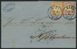 Dt. Reich 18/9 BRIEF, 1874, 1/2 Gr. Orange Und 1 Gr. Rotkarmin Mit K2 KIEL Auf Brief Nach Copenhagen, Marken Normale Z&a - Used Stamps