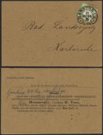 Dt. Reich 17a BRIEF, 1873, 1/3 Gr. Gelblichgrün Mit Hufeisenstempel HAMBURG I.A. Auf Drucksache Nach Karlsruhe, R&u - Oblitérés