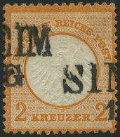 Dt. Reich 15 O, 1872, 2 Kr. Orange, Badischer L2 SINSHEIM!, Pracht, Signiert, Mi. 250.- - Oblitérés