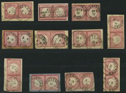 Dt. Reich 4 Paar BrfStk, 1872, 1 Gr. Rotkarmin, 11 Verschiedene Paare Auf Briefstücken, Alle Mit Schleswig-Holstein - Used Stamps
