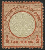 Dt. Reich 3 *, 1872, 1/2 Gr. Ziegelrot, Falzreste, Obere Rechte Ecke Fehlend, Feinst, Mi. 1400.- - Usados