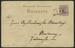 BAHNPOST DR P 12 BRIEF, Oldenburg-Wilhelmshafen, L3 Auf 5 Pf. Ganzsachenkarte Von 1885 Nach Norderney, Feinst - Macchine Per Obliterare (EMA)