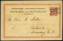BAHNPOST DR P 8 BRIEF, Cassel-Aachen, L3 Auf 10 Pf. Ganzsachenkarte Von 1883, Feinst - Macchine Per Obliterare (EMA)