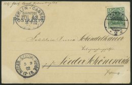 BAHNPOST DR 70 BRIEF, Berlin-Cassel (Zug 43) Als Ankunftsstempel Auf Ansichtskarte Mit 5 Pf Germania Von 1902, Pracht - Macchine Per Obliterare (EMA)