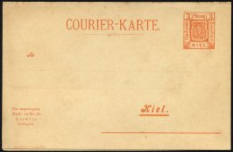 KIEL A P 22F BRIEF, COURIER: 1899, 3/3 Pf. Orange, Antwort-Doppelkarte Mit Fehldruck Auf Antwortteil, Ungebraucht, Prach - Posta Privata & Locale