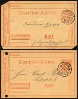 KIEL A P 19/20 BRIEF, COURIER: 1898/9, 3 Pf. Orange Einschreib-Briefe 15 Pf. Und Einschreib-Briefe 10 Pf., Beide Karten - Posta Privata & Locale