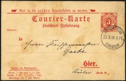 KIEL A P 3 BRIEF, COURIER: 1895, 3 Pf. Rot, Ohne Rahmen, Stempel 25.5.96, Karte Minimal Fleckig Sonst Pracht - Postes Privées & Locales