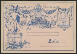BERLIN Berliner Paketfahrt: 1887, Jubiläumskarte: Verein Der Briefmarkensammler, Wertstempel In Der Mitte, Links Ve - Autres & Non Classés