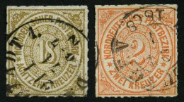 NDP 8,11 O, 1868, 2 Kr. Orange Und 18 Kr. Olivbraun, 2 Prachtwerte, Mi. 150.- - Autres & Non Classés