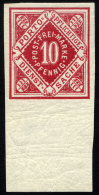 WÜRTTEMBERG 102bPU **, 1875, 10 Pf, Karminrot, Ungezähnt, Mit Unterrand, Pracht, Mi. 100.- - Other & Unclassified