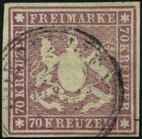 WÜRTTEMBERG 42b O, 1873, 70 Kr. Rotlila, K3, Repariert Wie Pracht, Gepr. Thoma, Mi. (5000.-) - Andere & Zonder Classificatie