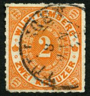 WÜRTTEMBERG 37b O, 1869, 2 Kr. Tieforange, Pracht, Gepr. Heinrich, Mi. 300.- - Autres & Non Classés