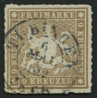 WÜRTTEMBERG 33b O, 1865, 9 Kr. Fahlbraun, R2 TÜBINGEN, Pracht, Gepr. W. Engel, Mi. 150.- - Other & Unclassified