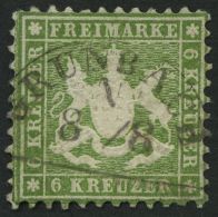 WÜRTTEMBERG 23a O, 1862, 6 Kr. Hellgrün Mit Segmentstempel GRUNBACH, Pracht - Autres & Non Classés