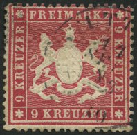 WÜRTTEMBERG 19xa O, 1860, 9 Kr. Karmin, Dickes Papier, Pracht, Gepr. Pfenninger, Mi. 150.- - Altri & Non Classificati