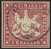 WÜRTTEMBERG 14a O, 1859, 9 Kr. Hellkarmin, K2 GMÜND, Pracht, Gepr. Pfenninger, Mi. 100.- - Autres & Non Classés