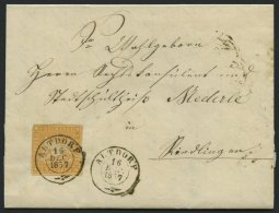 WÜRTTEMBERG 7c BRIEF, 1857, 3 Kr. Orange (dreiseitig Breitrandig) Auf Brief Mit K2 ALTDORF, Pracht, Gepr. Irtenkauf - Andere & Zonder Classificatie