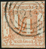 THURN Und TAXIS 13 O, 1861, 1/4 Gr. Rötlichorange, Nummernstempel 273, Links Teils Lupenrandig Sonst Meist übe - Autres & Non Classés