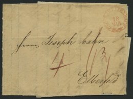 THURN Und TAXIS 1843, GROSSBREITENBACH, K1 In Rot Auf Brief Nach Elberfeld, Feinst, Gepr. Dr. Haferkamp - Altri & Non Classificati