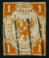 LÜBECK 2 O, 1859, 1 S. Schwarzlichorange, Kleine Helle Stelle, Sonst Farbfrisches Allseits Vollrandiges Prachtst&uu - Lubeck