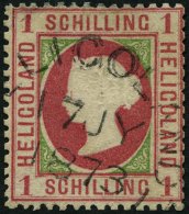 HELGOLAND 7a O, 1871, 1 S. Karmin/gelblichgrün, Rundstempel, Repariert, Fotobefund Schulz, Mi. (280.-) - Heligoland