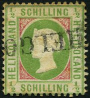 HELGOLAND 6e O, 1872, 1/2 S. Hellolivgrün/karmin, L1, Stockig, Feinst, Signiert Richter - Heligoland